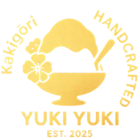 Golden YUKI YUKI brand logo with handcrafted theme at Yuki Yuki, a Bubble Tea Store in San Diego