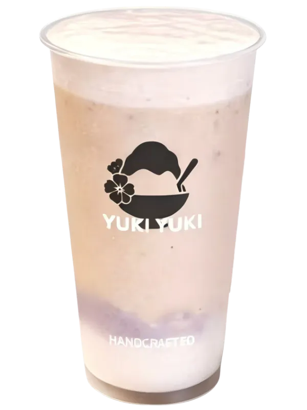 Taro milk tea with taro jelly bottom at Yuki Yuki, a Bubble Tea Store in San Diego